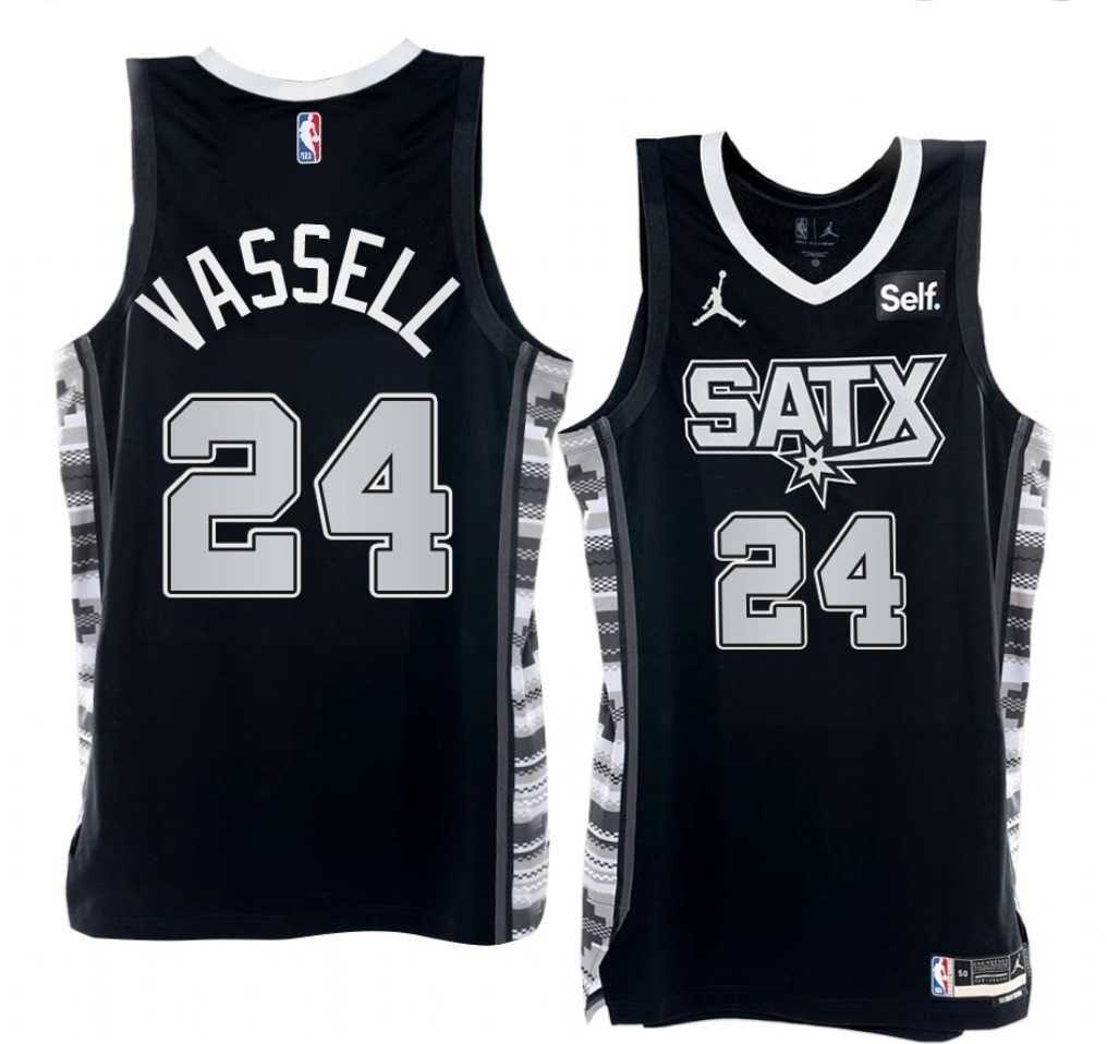 Men%27s San Antonio Spurs #24 Devin Vassell 2022-23 Black Stitched Jersey